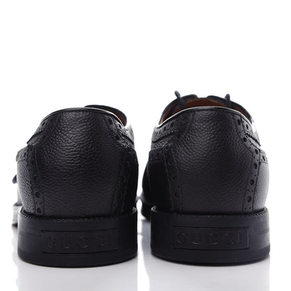 Gucci Calfskin Web Mens Queercore Brogue Derby Loafers 9 Black 7 of 12
