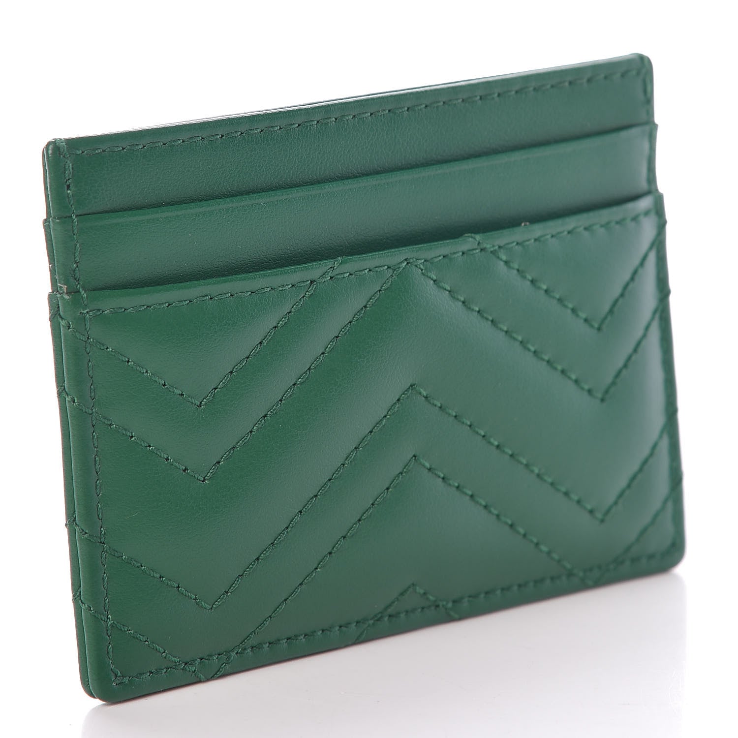 Gucci Calfskin Matelasse GG Marmont Card Holder Emerald Green 3 of 7