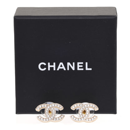 Chanel Crystal CC Earrings Gold 5 of 5