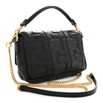 Fendi Nappa FF 1974 Embossed Mini Baguette Black 3 of 12