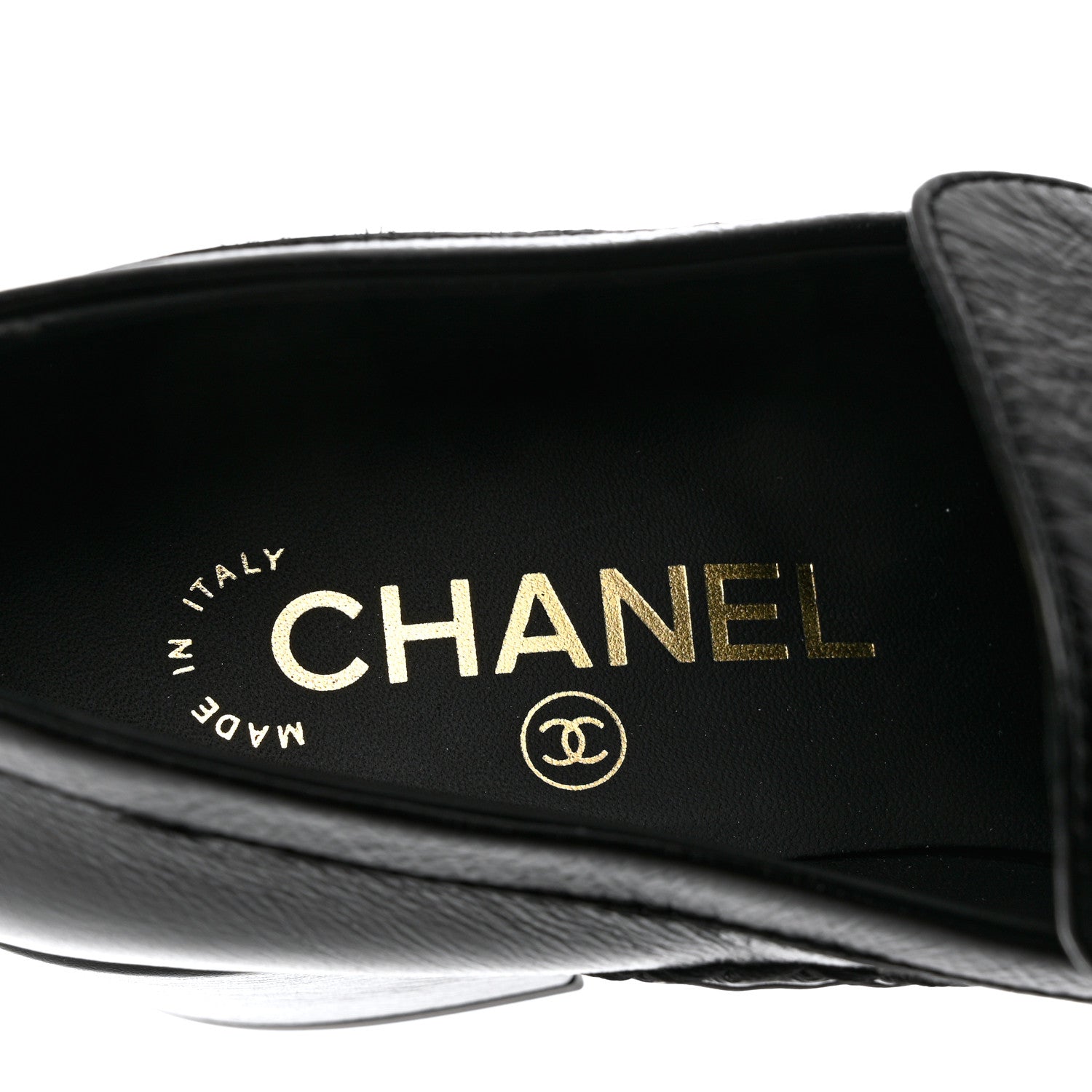 Chanel Shiny Calfskin Metal CC Loafers 36.5 Black 7 of 9