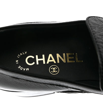 Chanel Shiny Calfskin Metal CC Loafers 36.5 Black 7 of 9