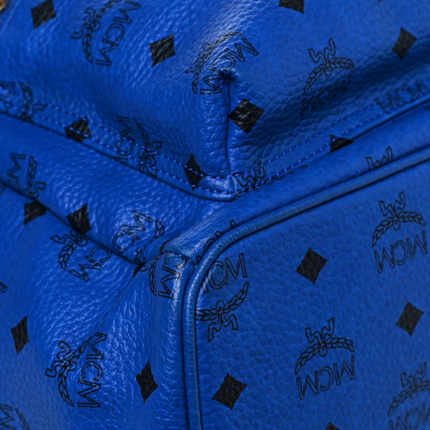 MCM Visetos Studded Medium Stark M Logo Collection Backpack Blue 7 of 12