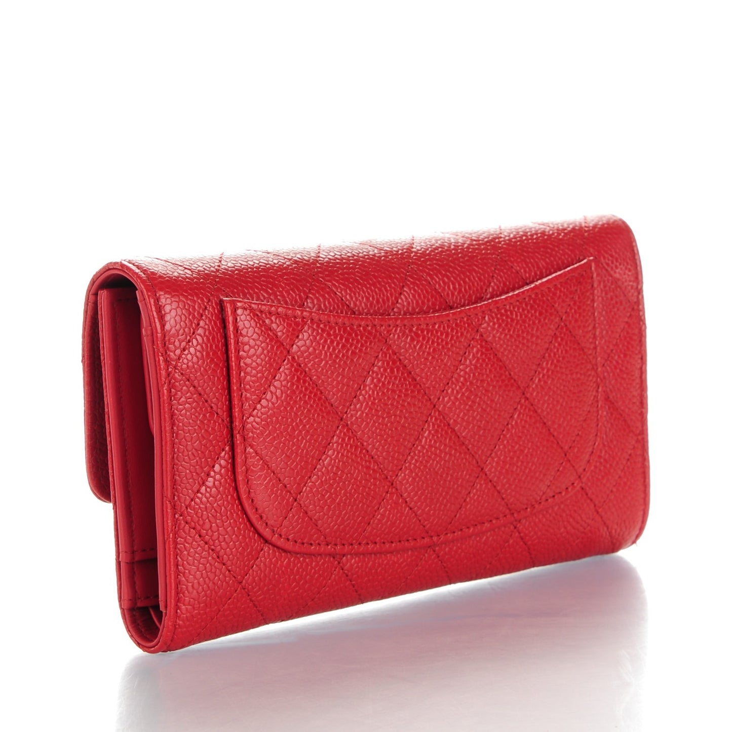 Caviar Quilted Large Flap Wallet Red