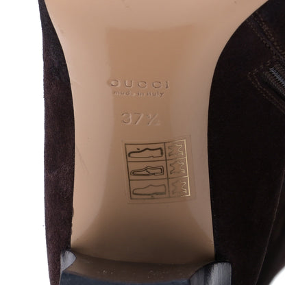 Gucci Suede Horsebit Knee High Boots 37.5 Brown 7 of 8