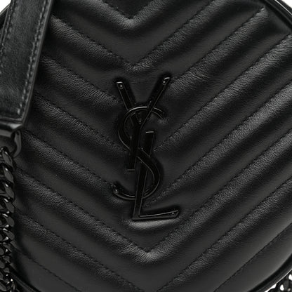 Saint Laurent Calfskin Matelasse Chevron Round Vinyle Camera Bag Black 8 of 10