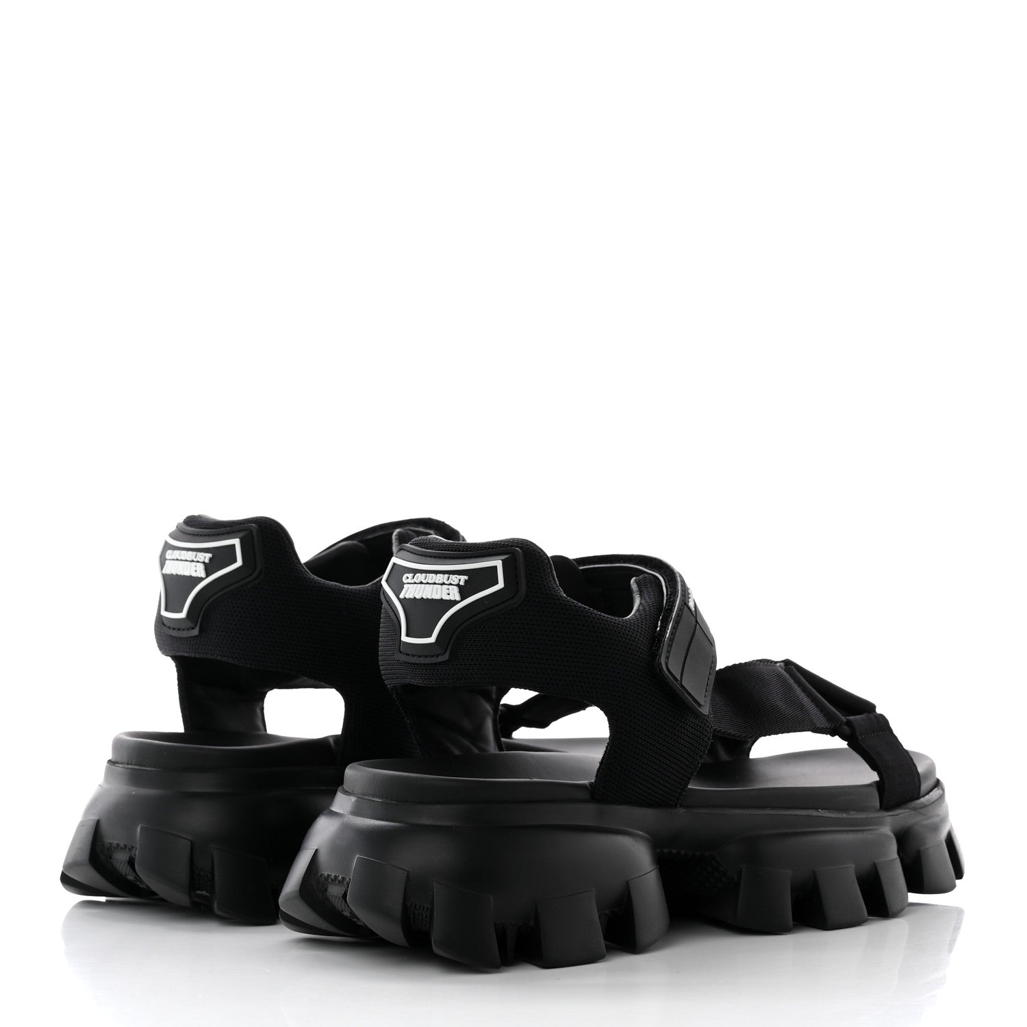 Prada Rubber Nylon Velcro Mens Cloudbust Thunder Sandals 8.5 Black 4 of 21