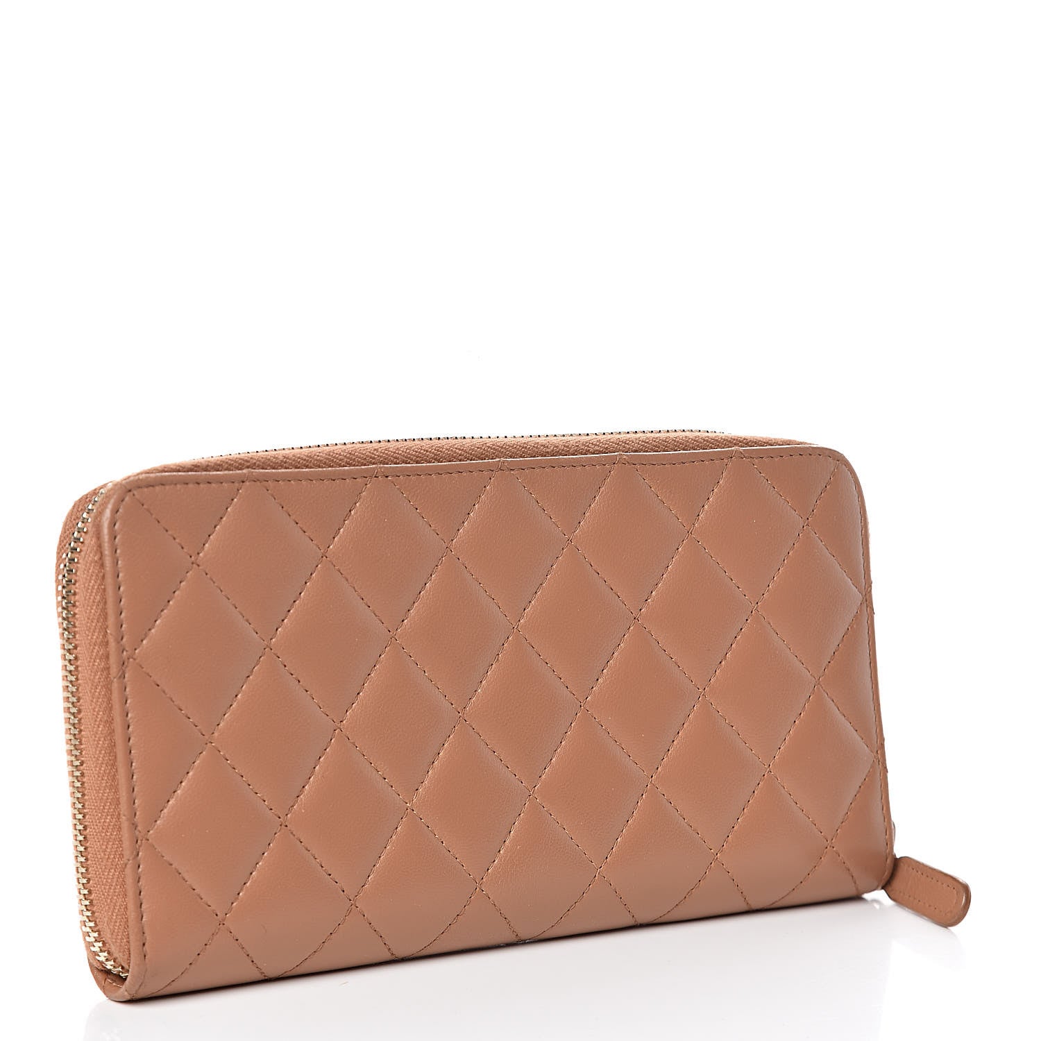 Chanel Lambskin Quilted Large Gusset Trendy CC Zip Around Wallet Dark Beige 3 of 10