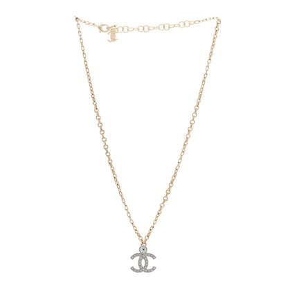 Chanel Crystal CC Necklace Gold Silver 3 of 6