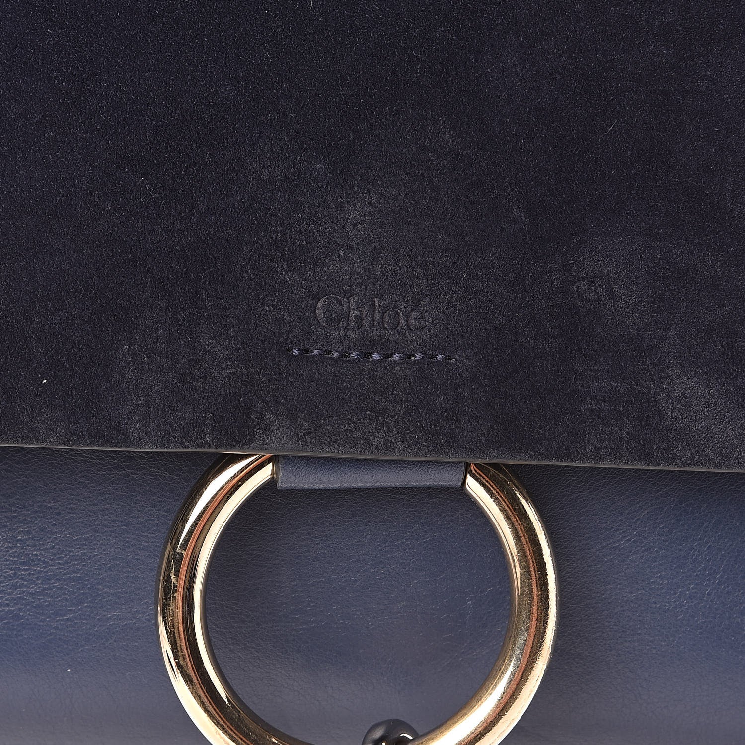 Chloe Suede Calfskin Small Faye Shoulder Bag Denim Blue 12 of 12