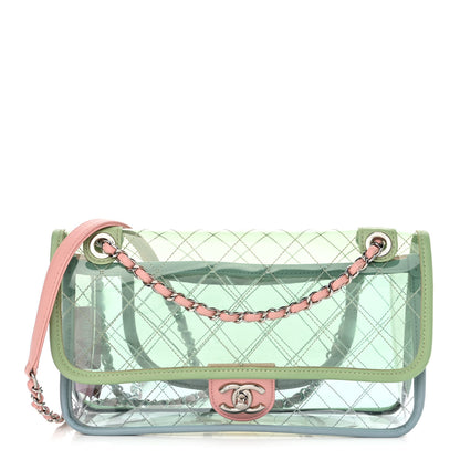 Chanel Lambskin PVC Quilted Medium Coco Splash Flap Blue Green 1 of 10