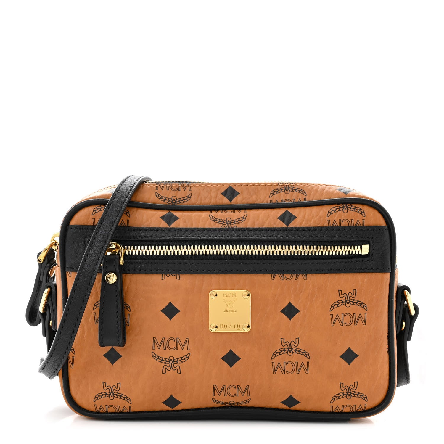 MCM Visetos Small Crossbody Bag Cognac Black 1 of 10