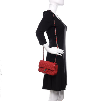 Chanel Lambskin Quilted Mini Rectangular Flap Red 2 of 10