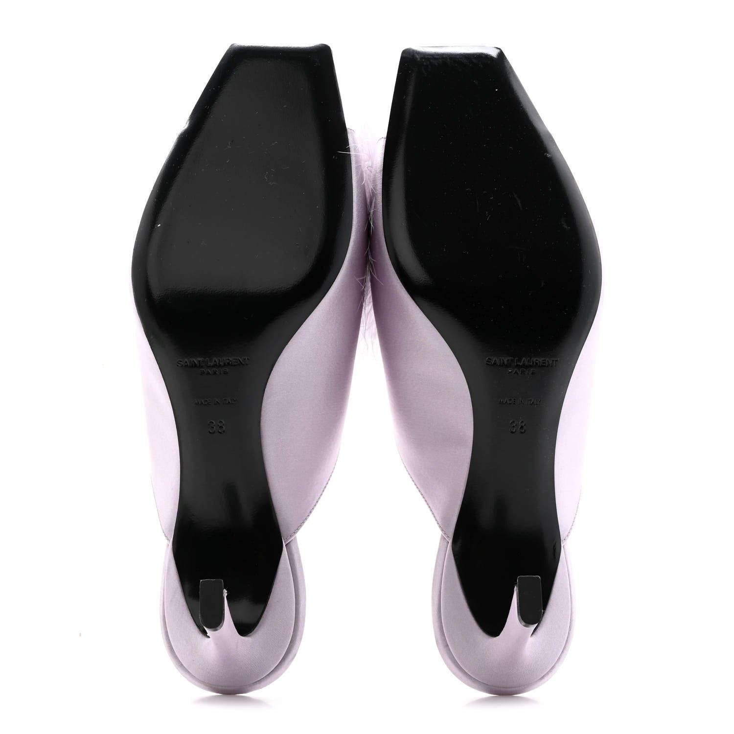 Saint Laurent Satin Feather Mae Mule Sandals 38 Soft Lila 5 of 15