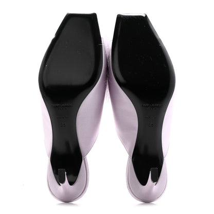 Saint Laurent Satin Feather Mae Mule Sandals 38 Soft Lila 5 of 15