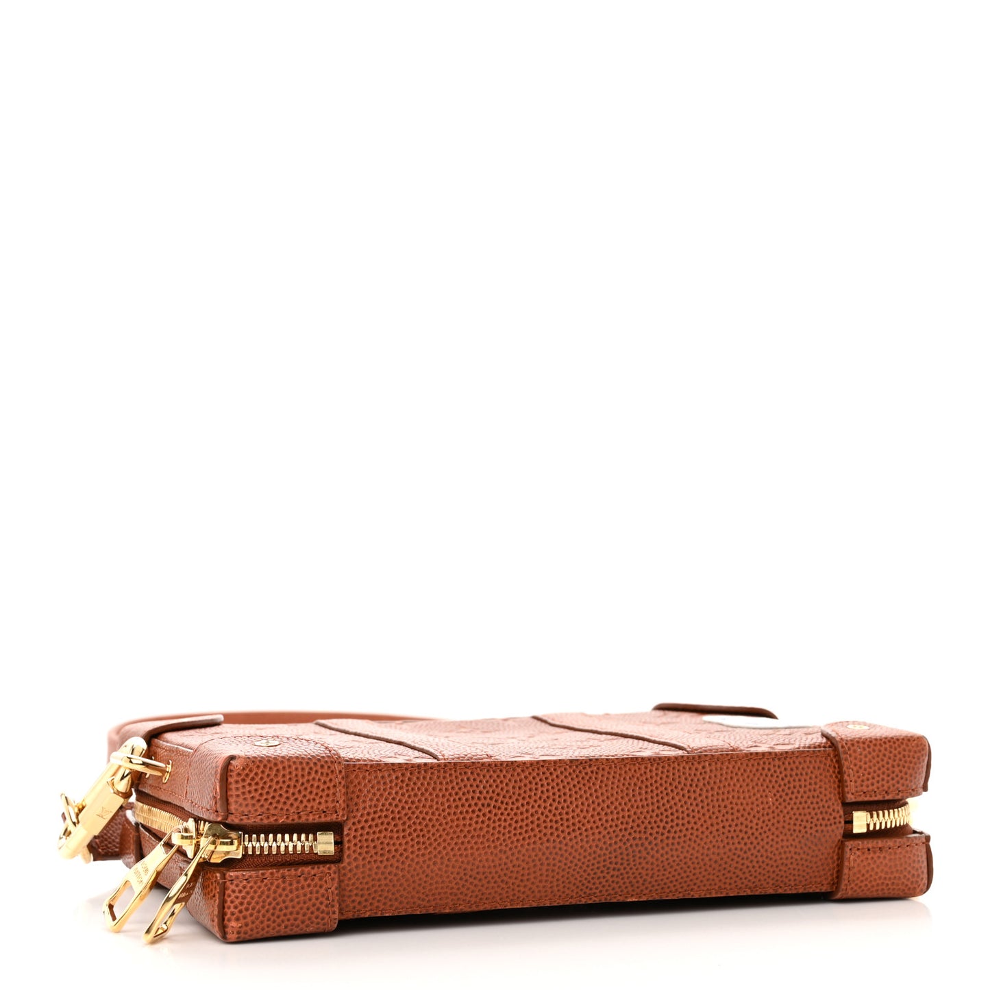 X NBA Monogram Embossed Ball Grain Cowhide Soft Trunk Wallet Brown