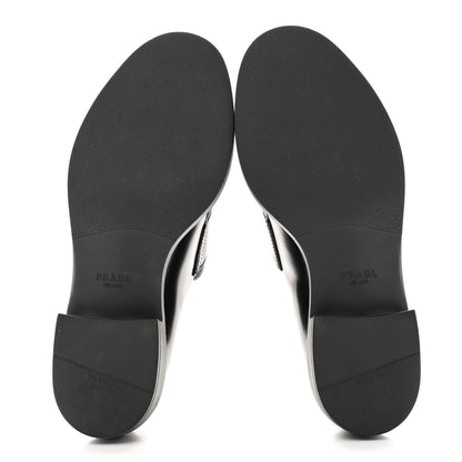 Prada Spazzolato Metal Triangle Logo 50mm Loafers 40 Black 5 of 10