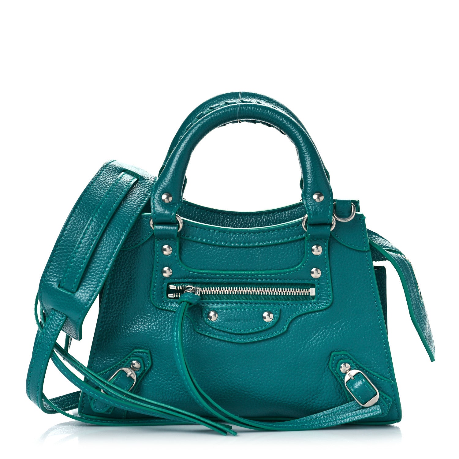 Balenciaga Grained Calfskin Neo Classic Silver Hardware Mini City Jade 1 of 9