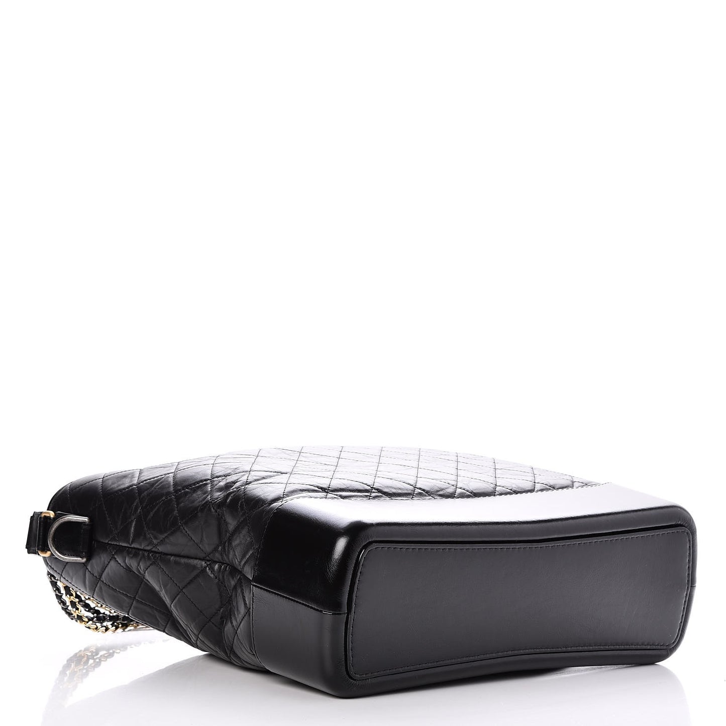 Aged Calfskin Quilted Large Gabrielle Hobo Black