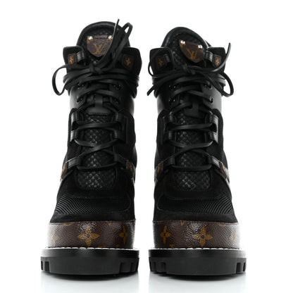 Louis Vuitton Suede Calfskin Monogram Star Trail Ankle Boots 39 Black 2 of 7