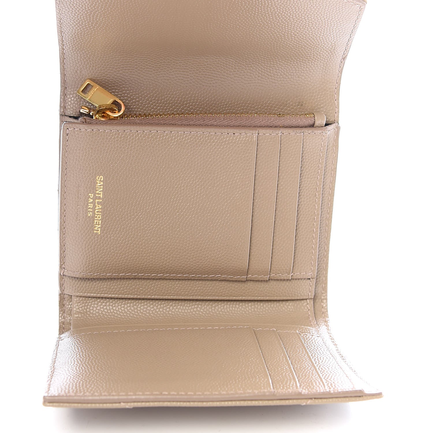 Saint Laurent Grain De Poudre Matelasse Chevron Small Monogram Envelope Wallet Dusty Grey 5 of 8