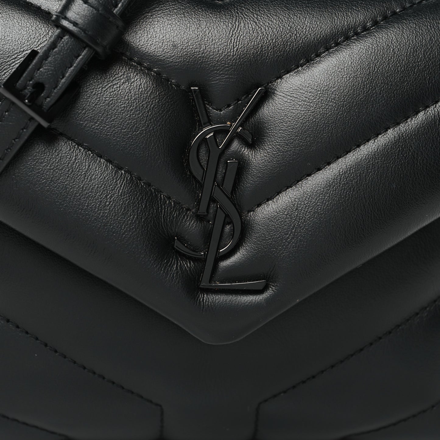 Calfskin Y Quilted Monogram Monochrome Toy Loulou Crossbody Bag Black