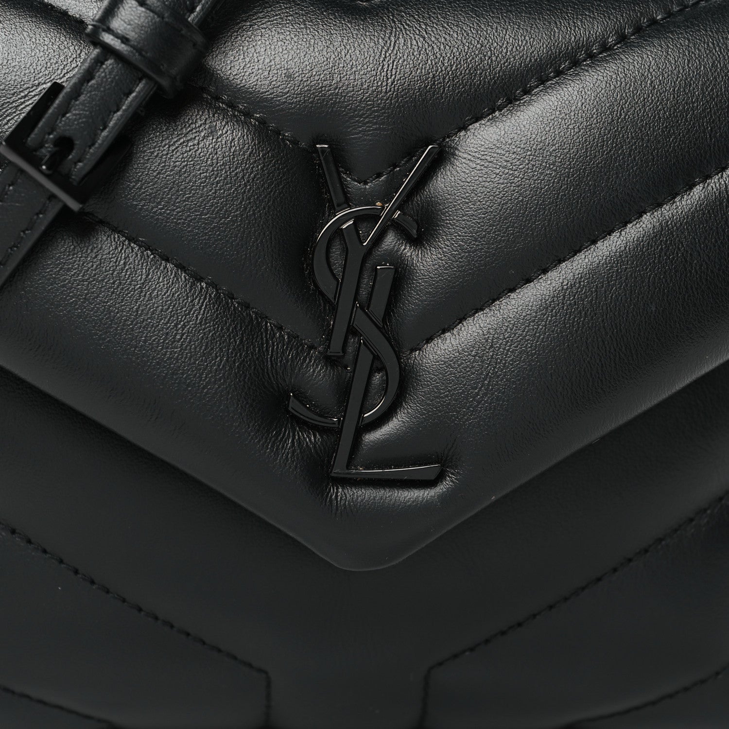 Saint Laurent Calfskin Y Quilted Monogram Monochrome Toy Loulou Crossbody Bag Black 9 of 11
