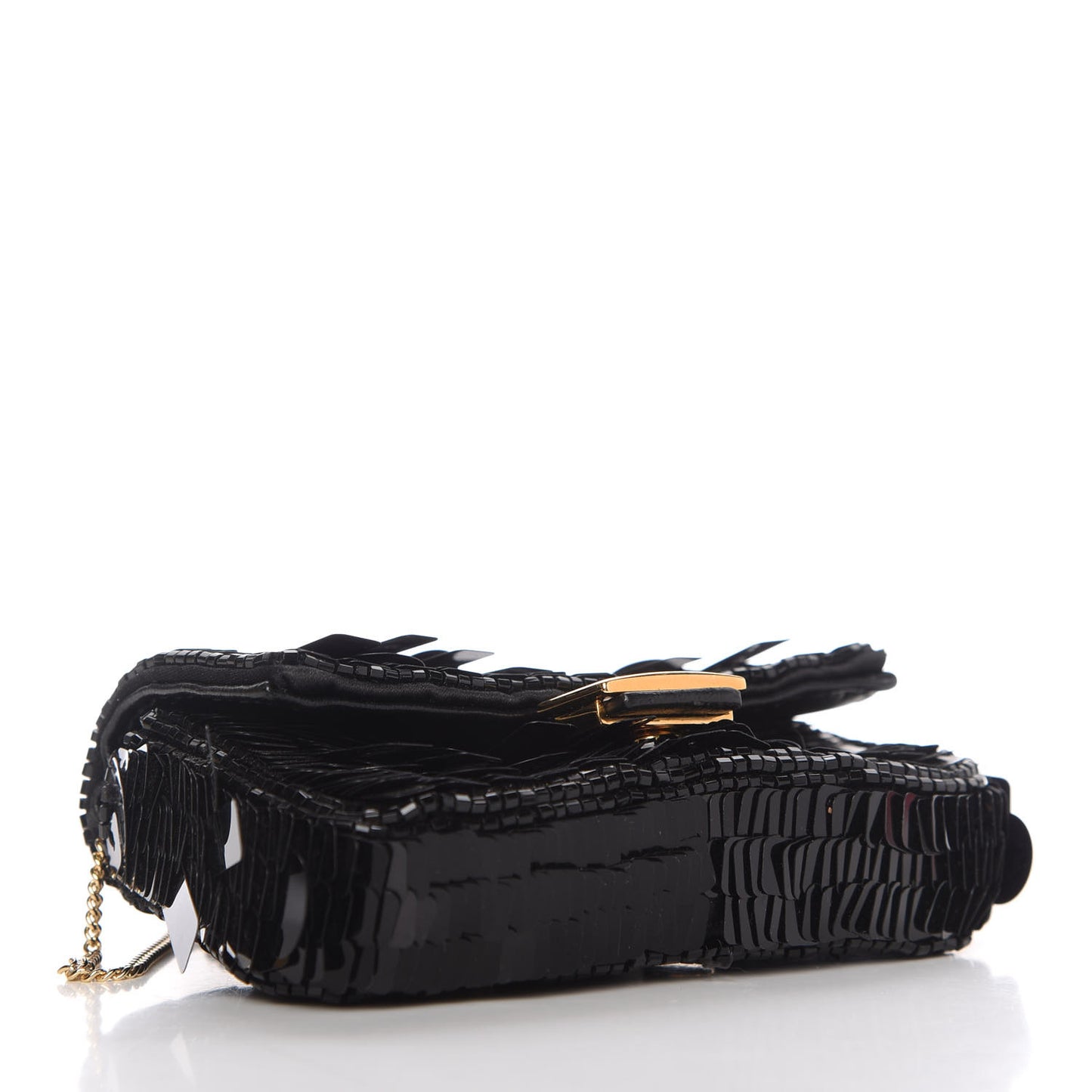 Sequin Paillettes Shiny Nappa Sex and the City Nano Baguette Belt Charm Black