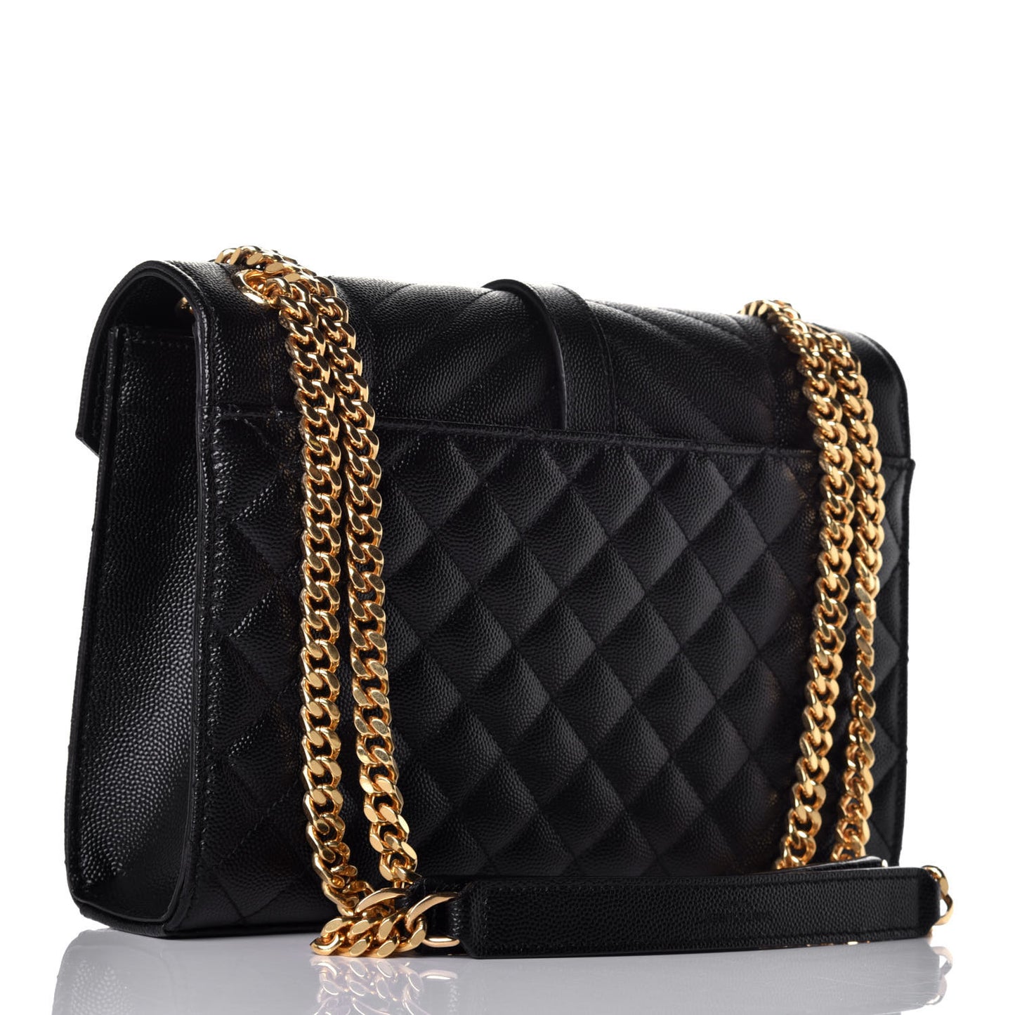 Grain De Poudre Textured Mixed Matelasse Triquilt Medium Monogram Satchel Black