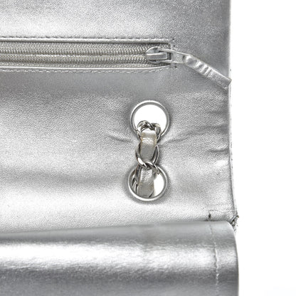 Chanel Metallic Lambskin Quilted Medium Double Flap Silver 11 of 15