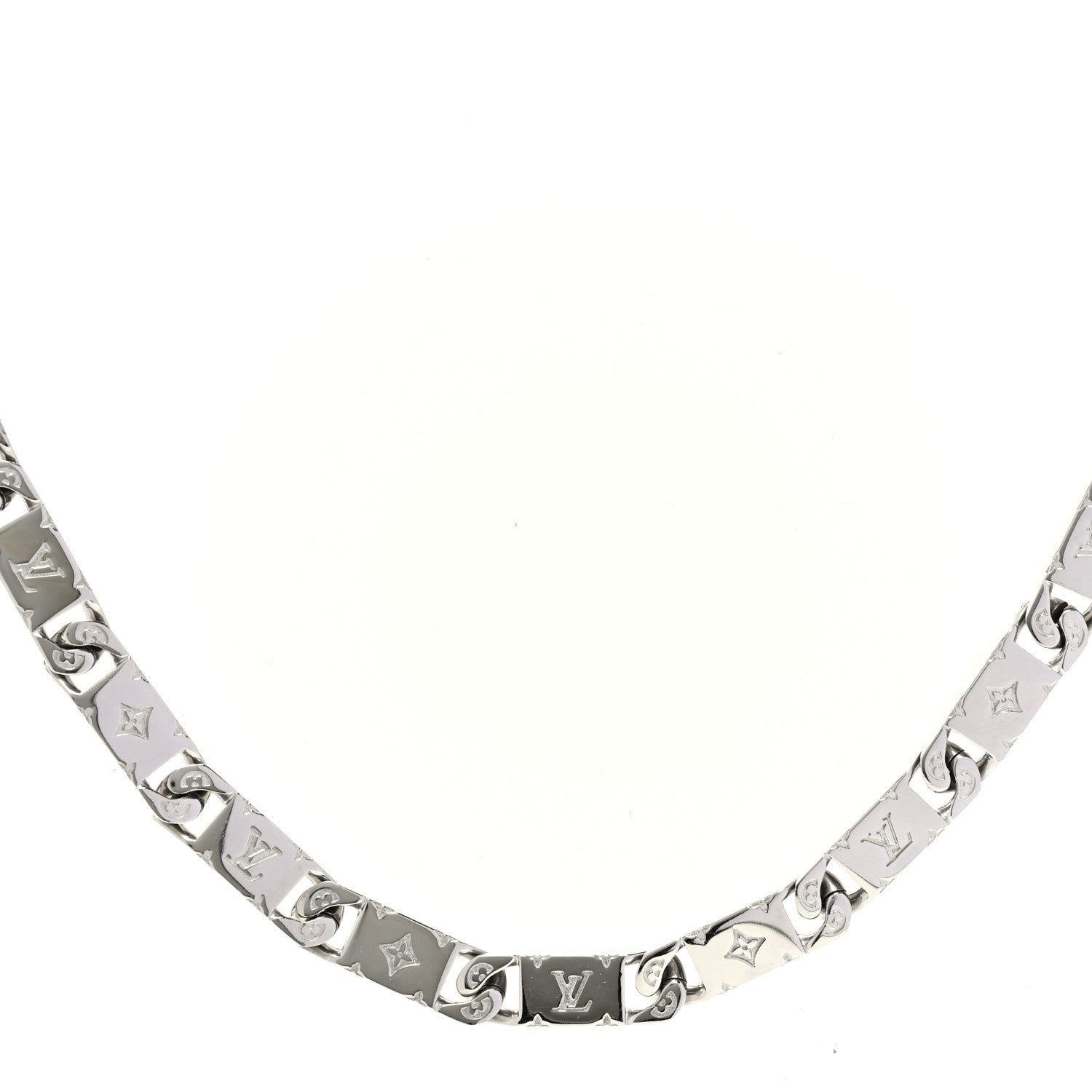 Louis Vuitton シルバー monogram tied up Louis Vuitton Metal Monogram Tied Up Necklace Silver 1345862