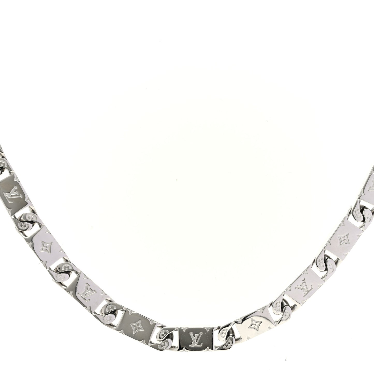Metal Monogram Tied Up Necklace Silver