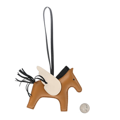 Hermes Milo Lambskin Grigri Rodeo Pegase Horse Bag Charm MM Sesame Black Nata 2 of 4