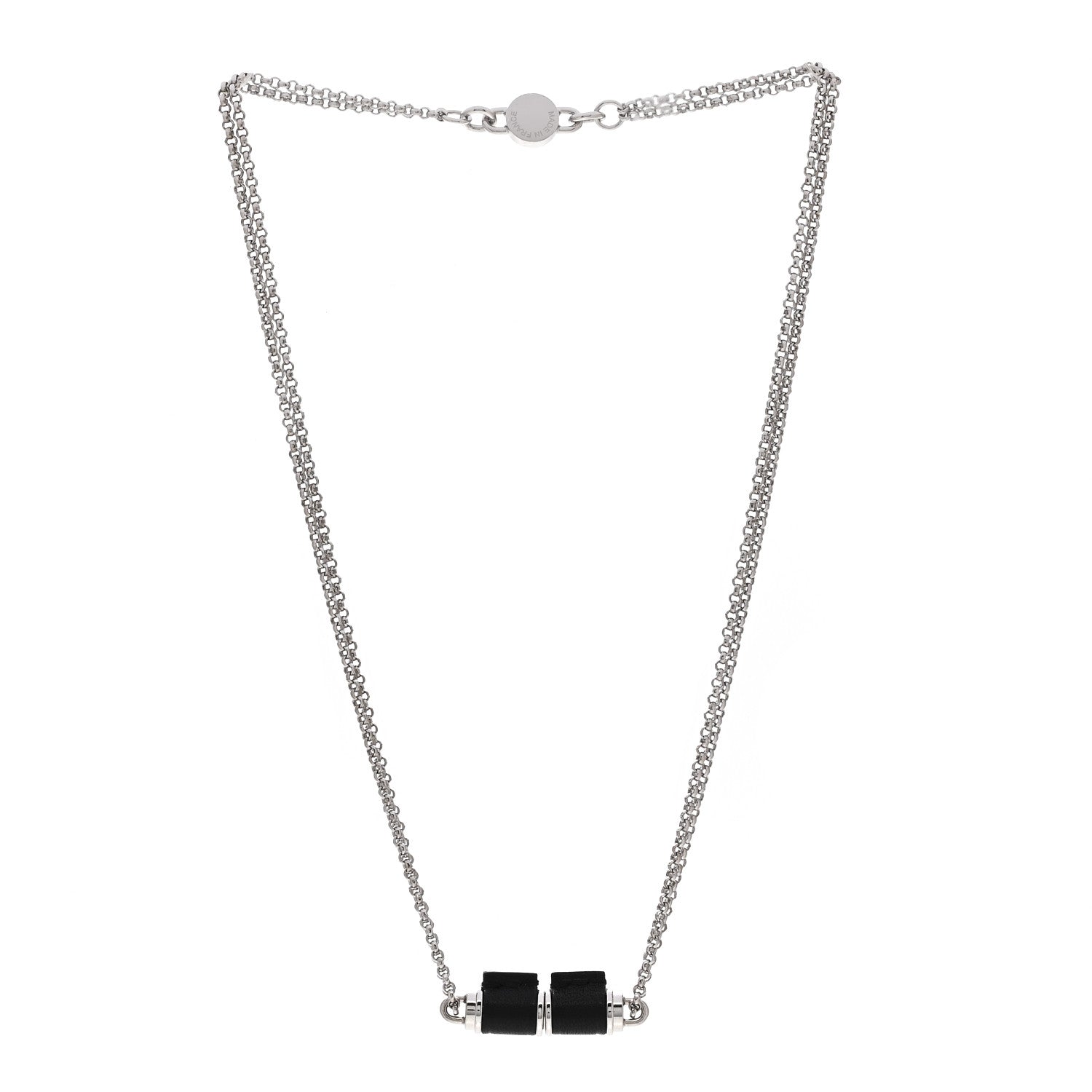 Hermes Swift Palladium Charniere Pendant Necklace Black 2 of 4