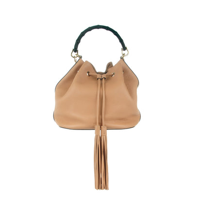 Gucci Pebbled Calfskin Miss Bamboo Bucket Bag Camelia 1 of 8