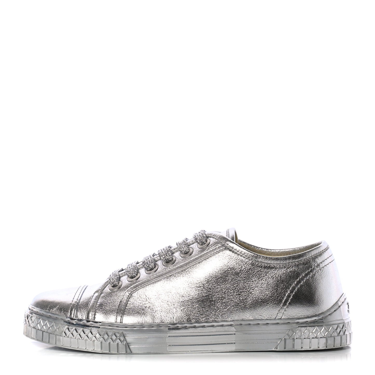Laminated Lambskin Sneakers 39 Silver