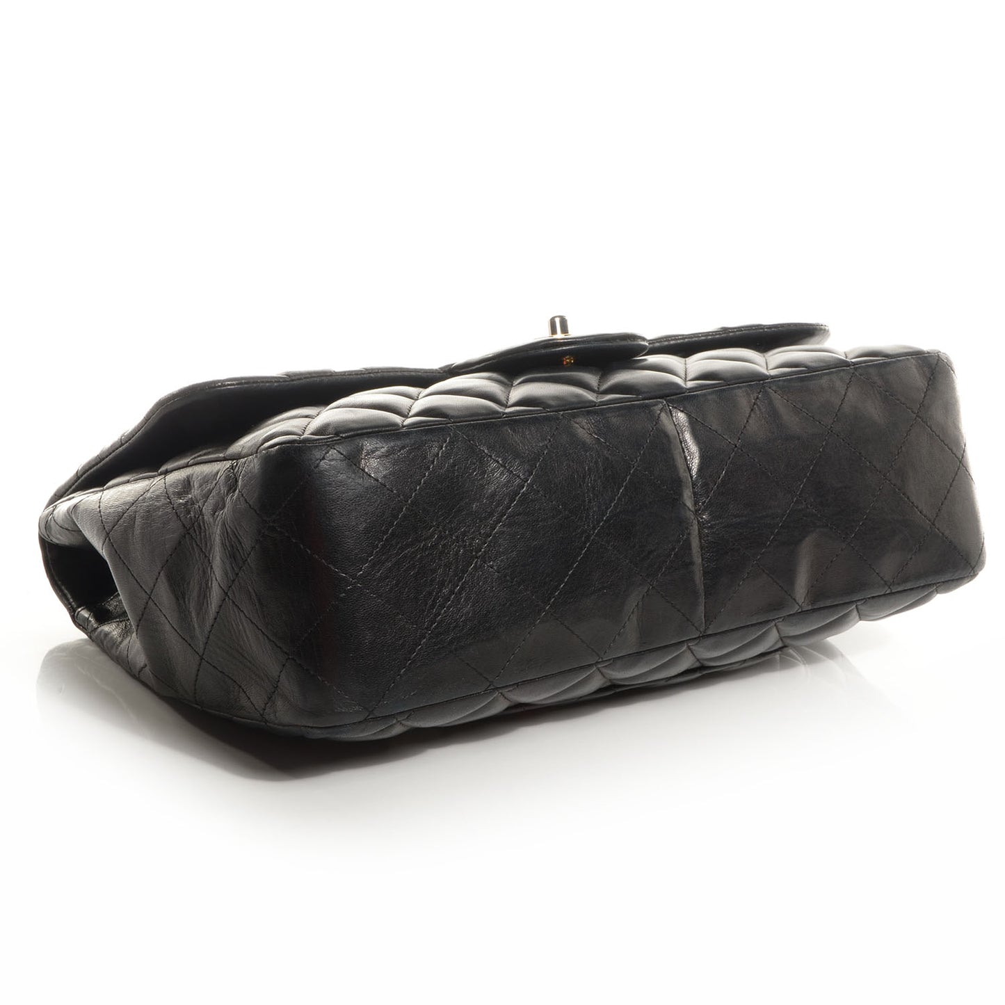 Lambskin Quilted Jumbo Single Flap Black