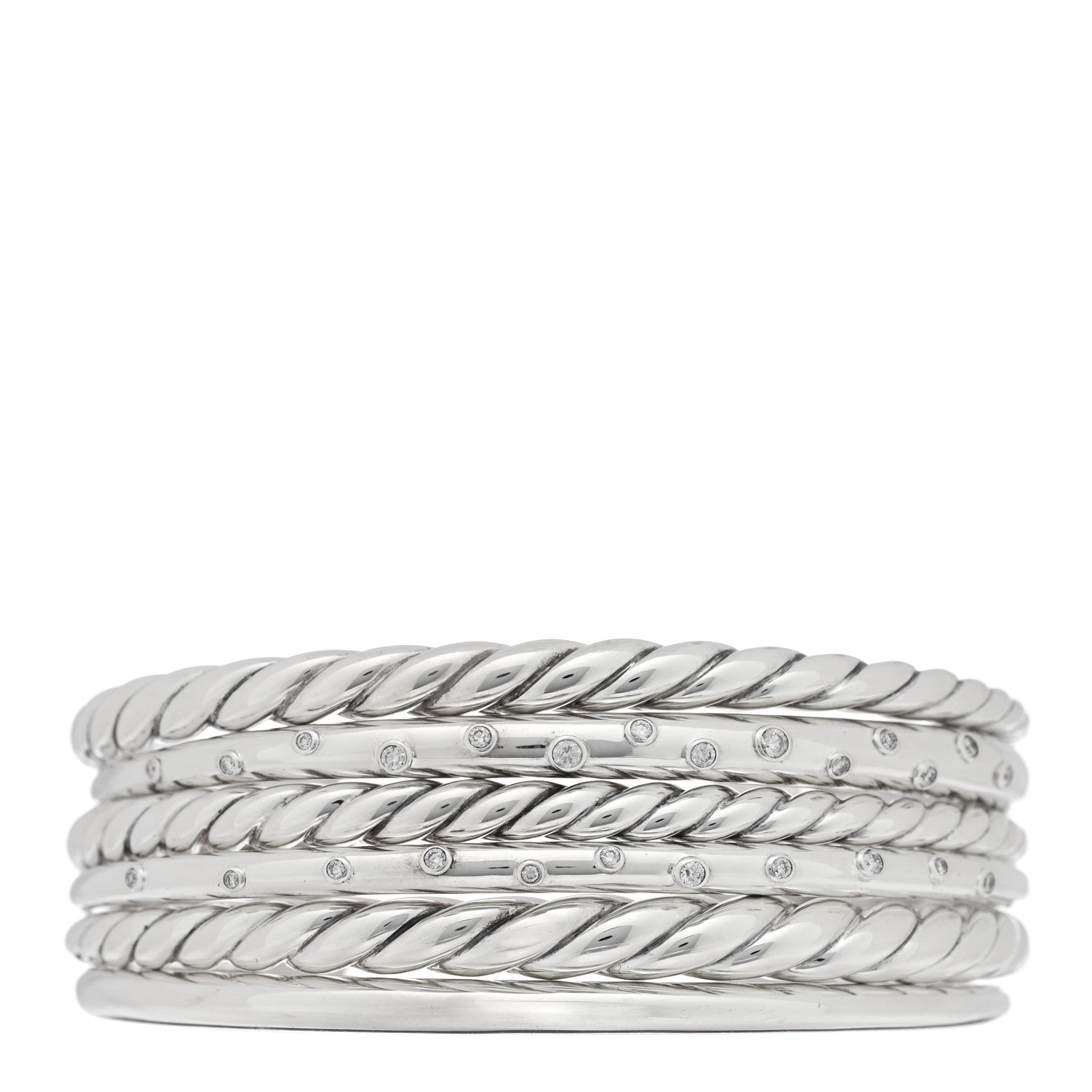 David Yurman Sterling Silver Diamond 29mm Pure Form Cuff Bracelet 1 of 3