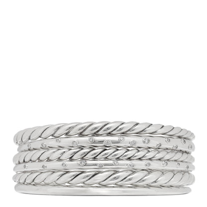 David Yurman Sterling Silver Diamond 29mm Pure Form Cuff Bracelet 1 of 3