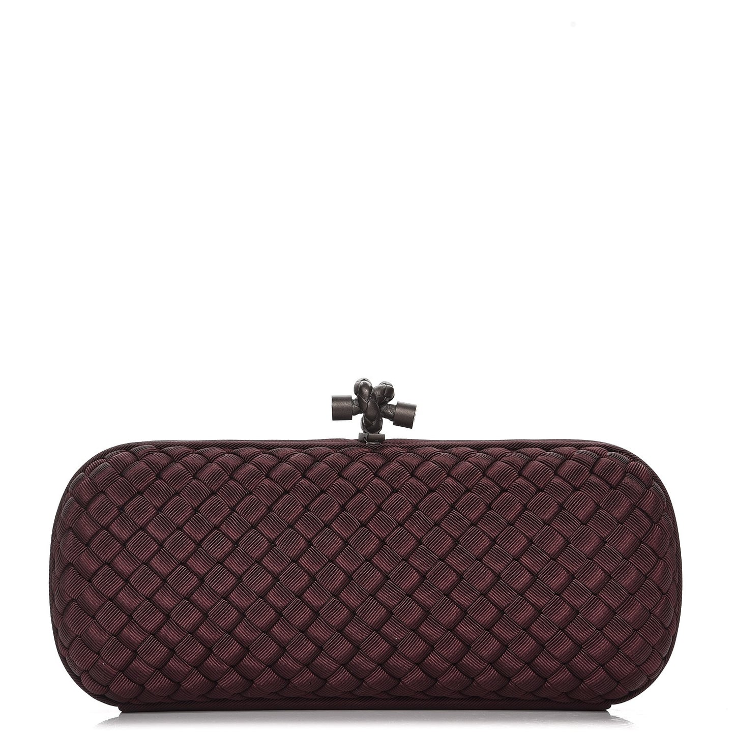 Silk Faille Intrecciato Knot Clutch Aubergine