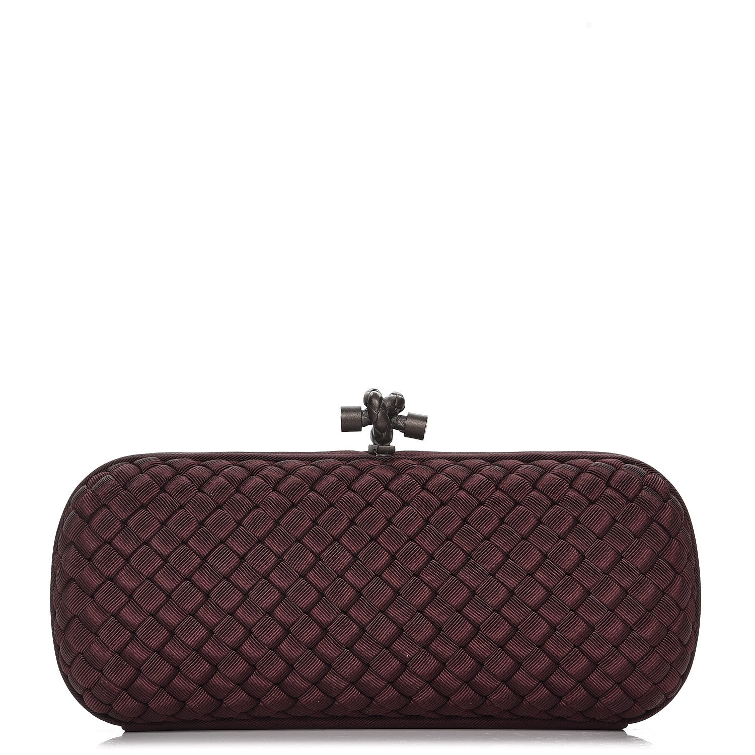 Bottega Veneta Silk Faille Intrecciato Knot Clutch Aubergine 1 of 6