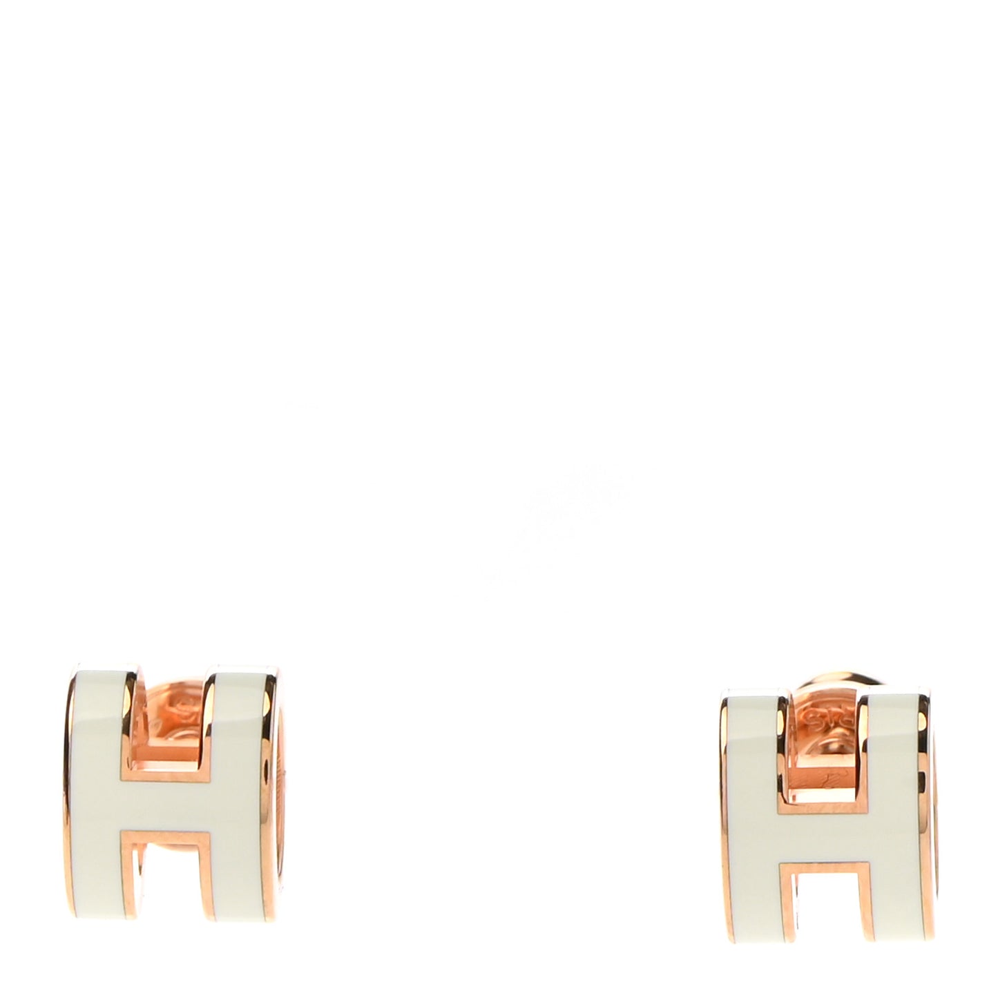 Rose Gold Lacquered Mini Pop H Earrings White