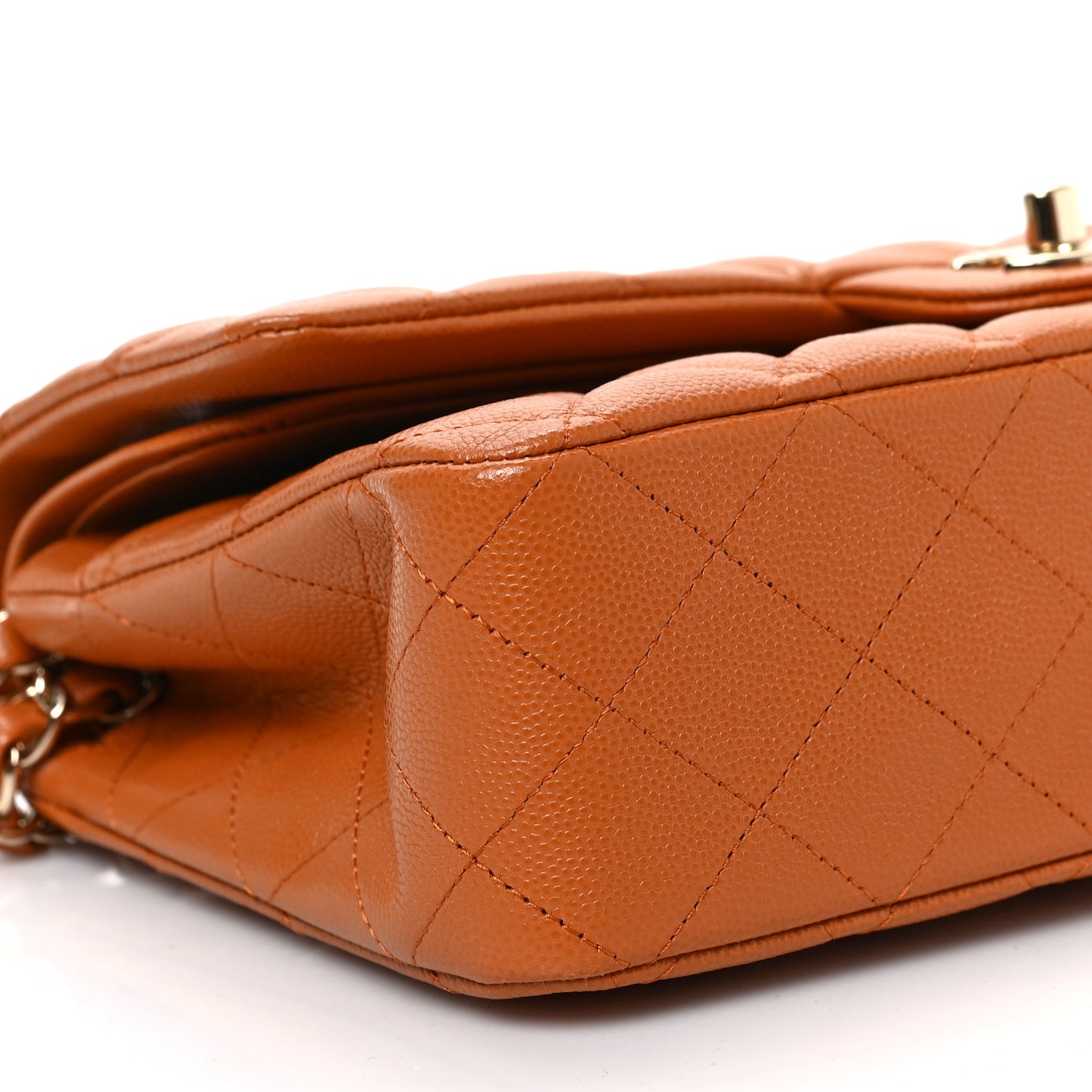 Caviar Quilted Medium Double Flap Light Brown