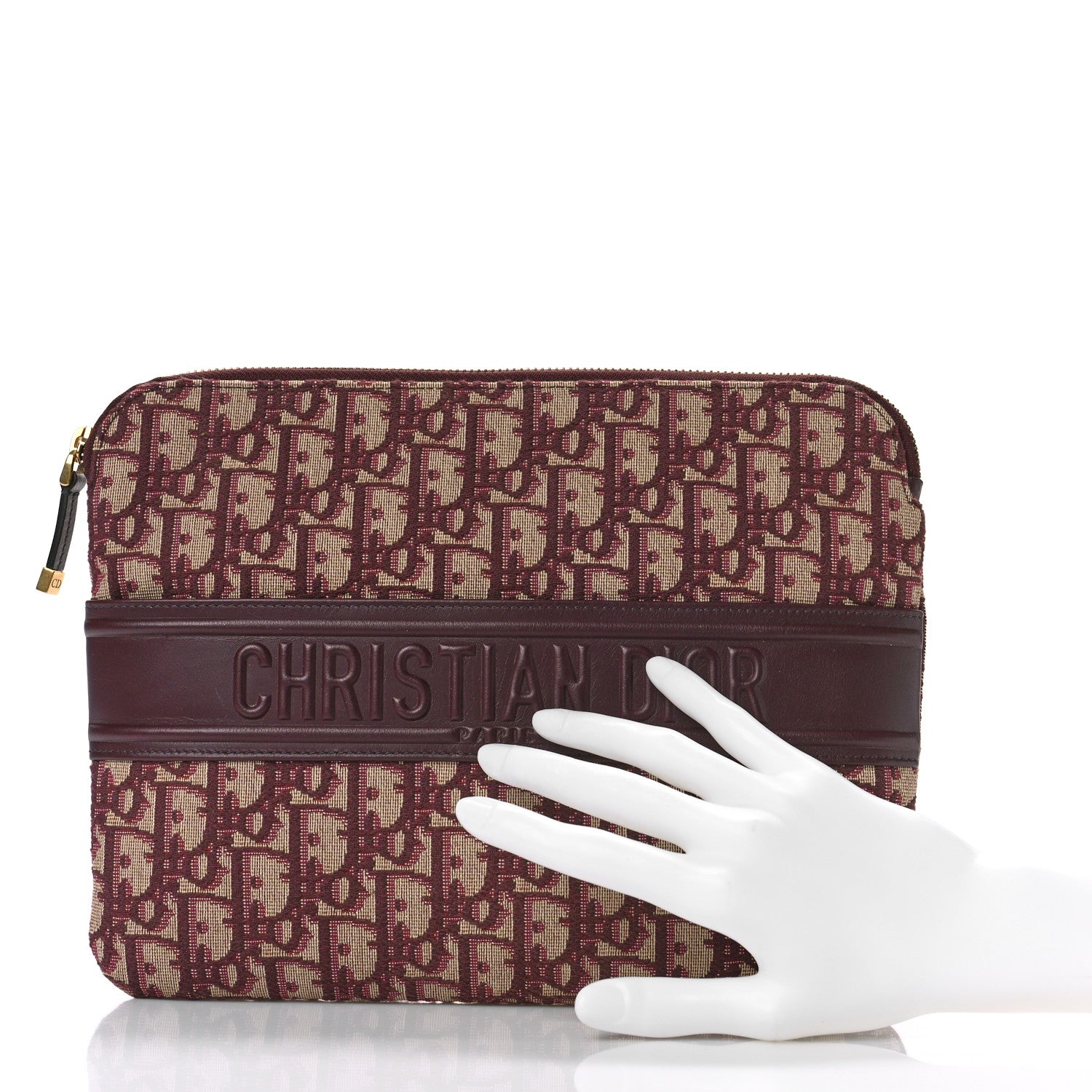 Christian Dior Oblique Logo Pouch Burgundy 2 of 8