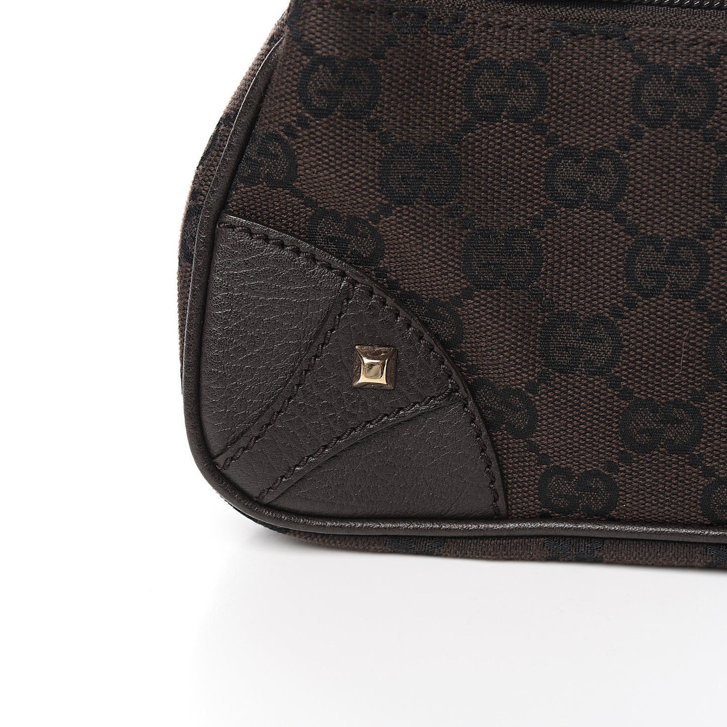 Monogram Studded Chain Clutch Dark Brown