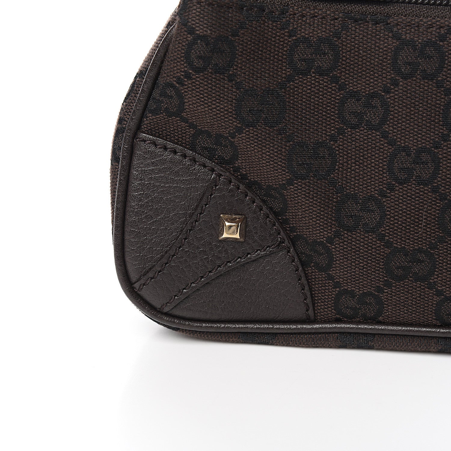Gucci Monogram Studded Chain Clutch Dark Brown 10 of 10