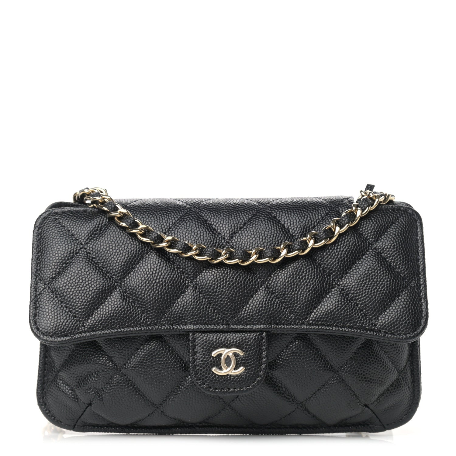 Chanel Caviar Fabric Quilted Foldable Tote With Chain Black Multicolor 1 of 15