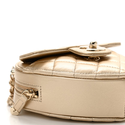 Chanel Metallic Lambskin Quilted CC In Love Heart Clutch With Chain Gold 9 of 11