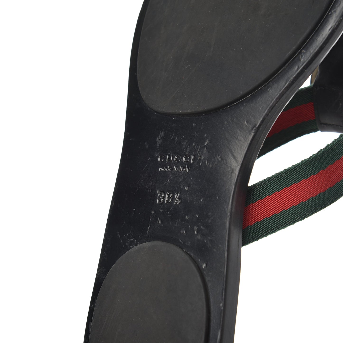 Nylon Guccissima Web Womens Thong Sandals 38.5 Green Red Black