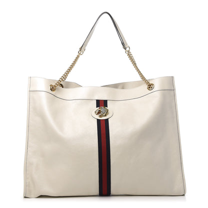 Gucci Calfskin Maxi Rajah Chain Tote White 3 of 14
